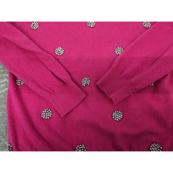 Boden‎ Bright Pink Embellished Rhinestones Pullover Sweater Cashmere Blend Sz 10 - Picture 8 of 12